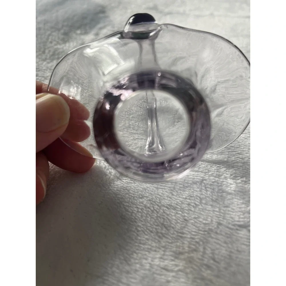 Vintage Miniature Lavender Art Glass Basket‎ Hand Blown Purple Glass Figurine
